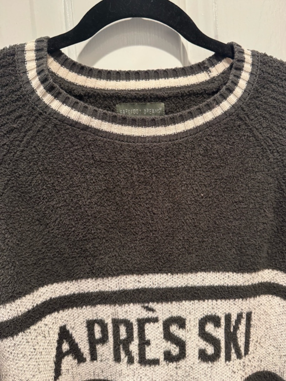 Barefoot Dreams Après Ski Pullover Sweater - Green & White Size XL - Picture 6 of 15